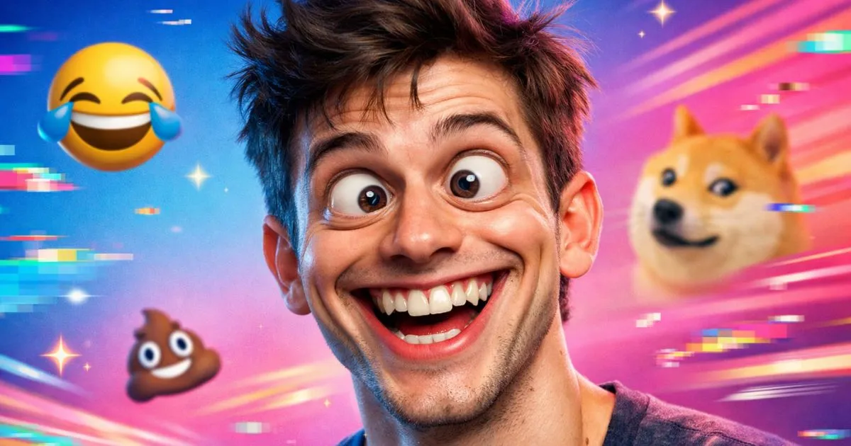 Goofy ahh wallpaper showing a realistic funny meme face with wide eyes, goofy grin, and colorful viral meme background